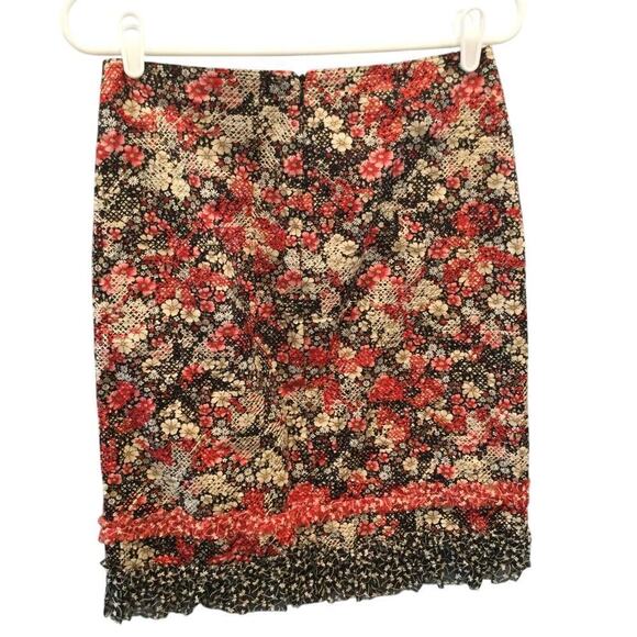 Cynthia Steffe Womens Skirt Size 4 Red Black Fringe Fairy Grunge Y2K Artsy Lace - Picture 4 of 10